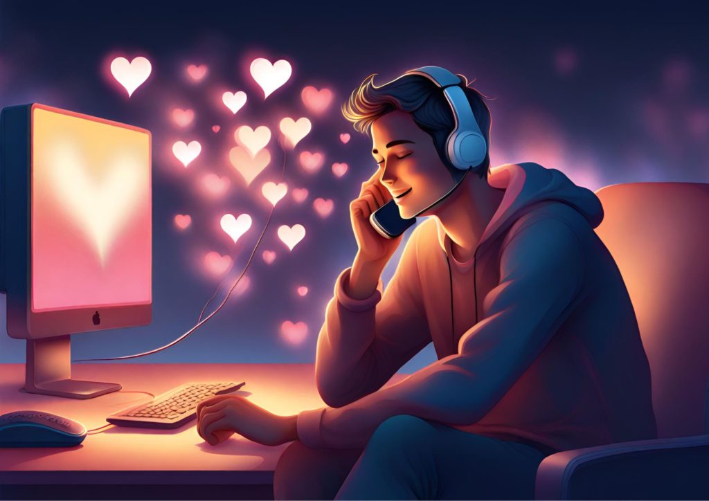 Illustrasjonsbilde av en person som sitter foran en pc og snakker i telefon. 